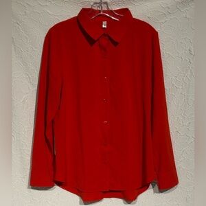 Elegant Red Women's Button Down Shirt